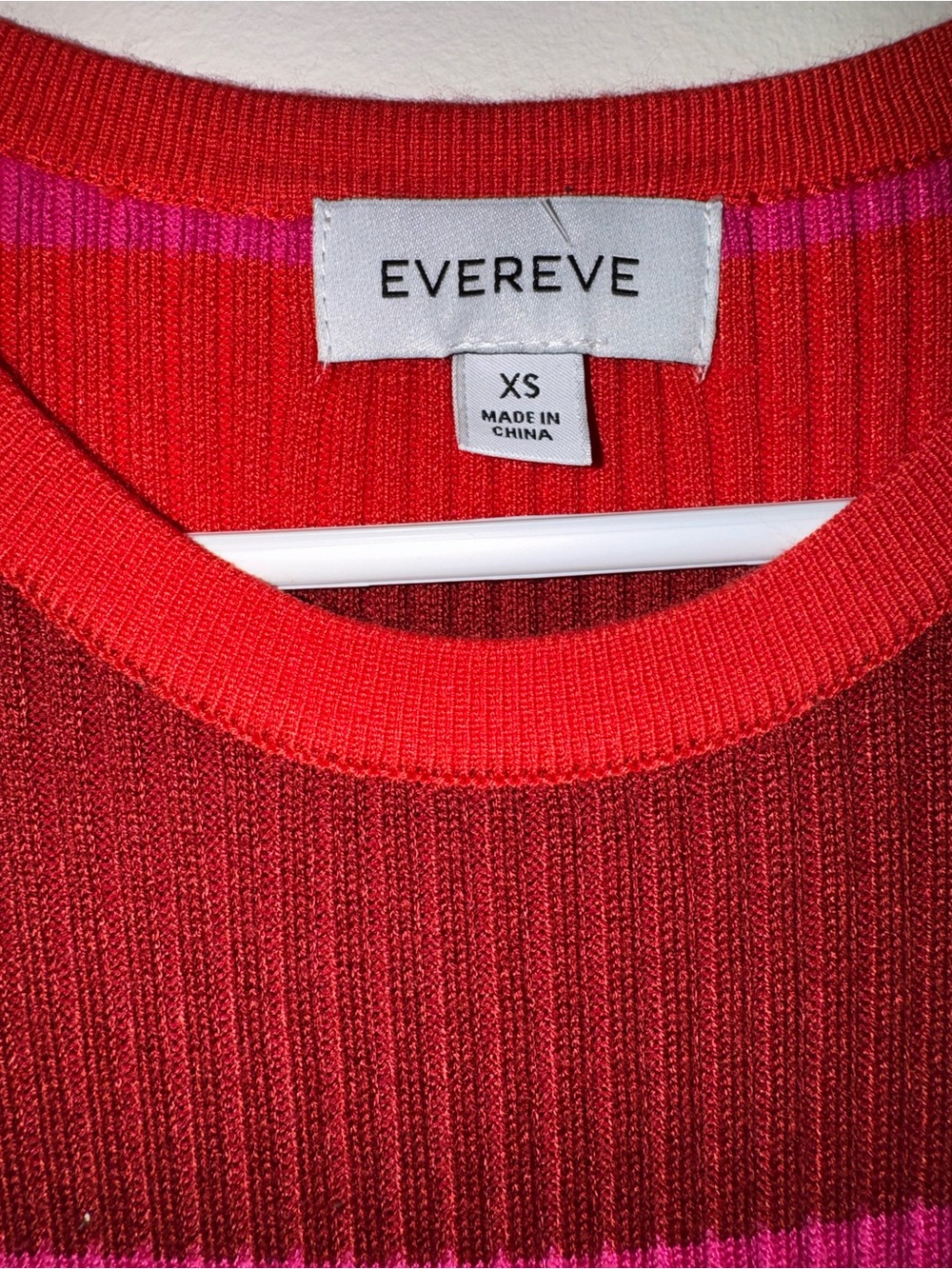 Evereve Abbie Ribbed Striped Midi Sweater Dress Red Pink Sleeveless XS - Picture 5 of 6